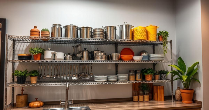 Prateleira de aço para cozinha é a solução ideal para otimizar espaço e modernizar seu ambiente